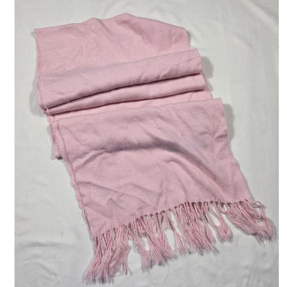 Italy Design 100% Cashmere Scarf Pink Fringed Pashmina Wrap 12 Inch Width